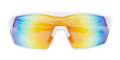 Overhead of RW 34 by Rawlings in White Frame with Yellow/Green Mirrored Lenses