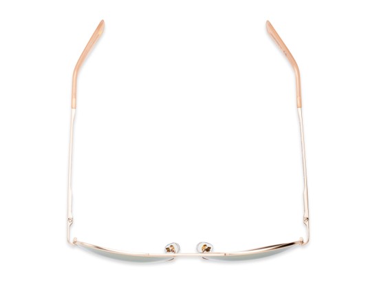 Overhead of Samantha by Nine West in Matte Rose Gold Frame with Peach Mirrored Lenses