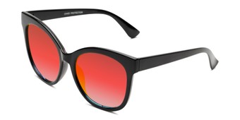 Angle of Tatum in Black Frame with Red Lenses, Women's Cat Eye Sunglasses