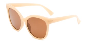 Angle of Valerie in Tan Frame with Amber Lenses, Women's Cat Eye Sunglasses