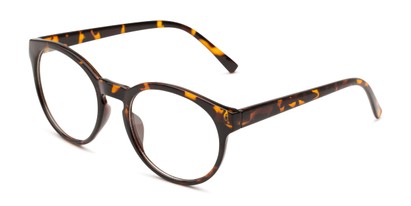 Angle of Vincent in Glossy Tortoise Frame with Clear Lenses, Women's and Men's Round Fake Glasses