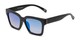 Angle of Zuri by Foster Grant in Black Frame with Blue Mirrored Lenses, Women's Square Sunglasses