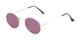 Angle of Sammy #5145 in Gold Frame with Purple Mirrored Lenses, Women's Round Sunglasses