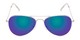 Front of Santorini #1985 in Silver/Clear Frame with Green/Purple Mirrored Lenses