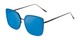 Angle of Solstice #4041 in Black Frame with Blue Mirrored Lenses, Women's Square Sunglasses