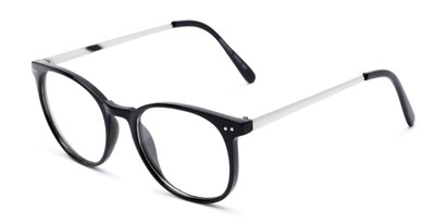 Angle of Staff #6702 in Black Frame with Clear Lenses, Women's and Men's Round Fake Glasses