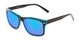 Angle of Stokes in Black/Blue Frame with Blue Mirrored Lenses, Women's and Men's Retro Square Sunglasses