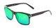 Angle of Stokes in Black/Green Frame with Green Mirrored Lenses, Women's and Men's Retro Square Sunglasses