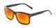 Angle of Stokes in Black/Red Frame with Red/Yellow Mirrored Lenses, Women's and Men's Retro Square Sunglasses