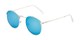 Angle of Tahiti #6390 in Silver Frame with Blue Mirrored Lenses, Women's and Men's Round Sunglasses