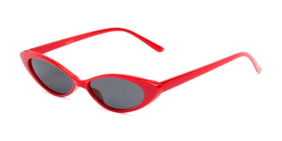 Angle of Tatum #16290 in Red Frame with Smoke Lenses, Women's Cat Eye Sunglasses