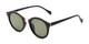 Angle of Tide #7091 in Matte Black/Gold Frame with Green Lenses, Women's Round Sunglasses