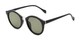 Angle of Tide #7091 in Matte Black/Silver Frame with Green Lenses, Women's Round Sunglasses