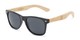 Angle of Treeline #1421 in Glossy Black/Bamboo Frame with Smoke Lenses, Women's and Men's Retro Square Sunglasses