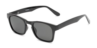 Angle of Trent #3389 in Black Frame with Grey Lenses, Women's and Men's Retro Square Sunglasses