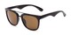 Angle of Tucker #54081 in Dark Brown Frame with Amber Lenses, Women's and Men's Retro Square Sunglasses