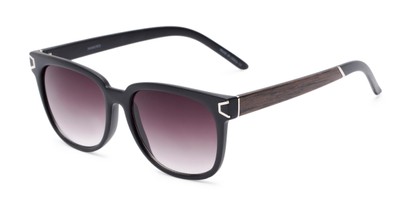 Angle of Upton #54103 in Black/Brown Frame with Smoke Lenses, Women's Retro Square Sunglasses