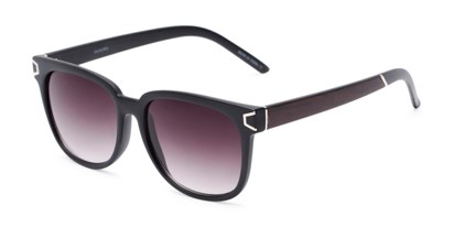Angle of Upton #54103 in Black/Dark Brown Frame with Smoke Lenses, Women's Retro Square Sunglasses