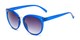 Angle of Vienna #6385 in Blue Frame with Smoke Lenses, Women's Round Sunglasses