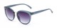 Angle of Vienna #6385 in Dark Blue Frame with Smoke Lenses, Women's Round Sunglasses