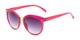 Angle of Vienna #6385 in Pink Frame with Smoke Lenses, Women's Round Sunglasses