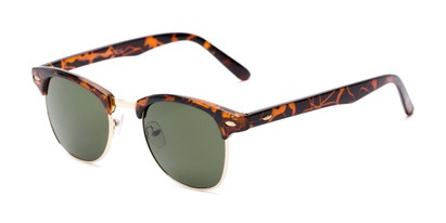 Angle of Whistler #324 in Brown Tortoise/Gold Frame with Green Lenses, Women's and Men's Browline Sunglasses