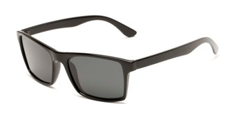 Angle of Whitford #6045 in Glossy Black Frame with Smoke Lenses, Men's Square Sunglasses