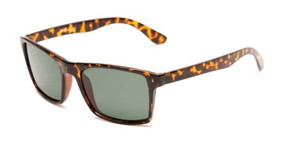 Angle of Whitford #6045 in Glossy Tortoise Frame with Green Lenses, Men's Square Sunglasses