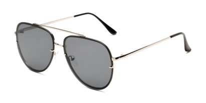 Angle of Wilder #4772 in Silver Frame with Smoke Lenses, Women's and Men's Aviator Sunglasses