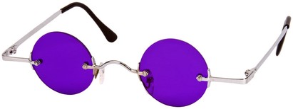 Angle of SW Round Style #9714 in Silver Frame with Purple Lenses, Women's and Men's  