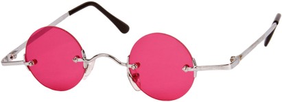 Angle of SW Round Style #9714 in Silver Frame with Pink Lenses, Women's and Men's  