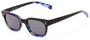 Angle of Gibson #1156 in Black/Blue Frame with Grey Lenses, Women's Retro Square Sunglasses