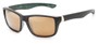 Angle of Portree #1888 in Matte Black Frame with Amber Lenses, Women's and Men's Retro Square Sunglasses