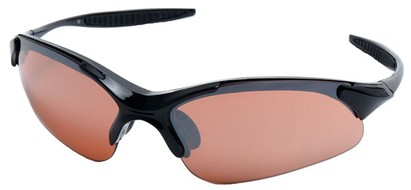 Angle of SW Sport Style #1286 TR90 Frame in Black Frame with Amber Lenses, Women's and Men's  