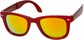 Angle of Spitfire #3805 in Red Frame with Orange Lenses, Women's and Men's Retro Square Sunglasses