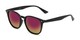 Angle of Solano #1468 in Black Frame with Pink/Yellow Mirrored Lenses, Women's and Men's Retro Square Sunglasses
