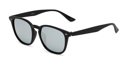 Angle of Solano #1468 in Black Frame with Silver Mirrored Lenses, Women's and Men's Retro Square Sunglasses