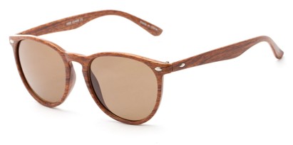 Angle of Meadowbrook #1505 in Matte Brown Frame with Amber Lenses, Women's and Men's Round Sunglasses
