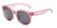 Angle of Monroe #16080 in Pink Frame with Grey Lenses, Women's Round Sunglasses
