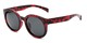 Angle of Monroe #16080 in Red Tortoise Frame with Grey Lenses, Women's Round Sunglasses