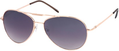 Angle of SW Aviator Style #1697 in Gold Frame with Smoke Lenses, Women's and Men's  