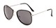 Angle of Brush #16012 in Black/Silver Frame with Grey Lenses, Women's Round Sunglasses