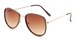 Angle of Brush #16012 in Brown/Gold Frame with Amber Gradient Lenses, Women's Round Sunglasses