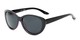 Angle of Petra #1312 in Black/Clear Purple Frame with Grey Lenses, Women's Cat Eye Sunglasses