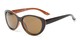 Angle of Petra #1312 in Brown/Orange Frame with Amber Lenses, Women's Cat Eye Sunglasses