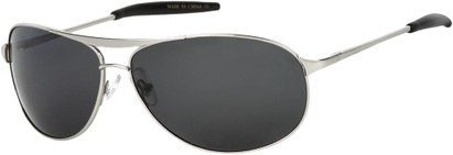 Angle of SW Polarized Aviator Style #1287 in Silver Frame with Grey Lenses, Women's and Men's  