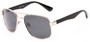 Angle of Oman #2095 in Gold/Black Frame with Grey Lenses, Women's and Men's Aviator Sunglasses