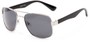 Angle of Oman #2095 in Silver/Black Frame with Grey Lenses, Women's and Men's Aviator Sunglasses