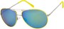 Angle of SW Mirrored Aviator #538 in Yellow/Silver Frame with Blue Mirrored Lenses, Women's and Men's  