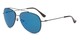Angle of Poseidon #2176 in Black Frame with Blue Mirrored Lenses, Women's and Men's Aviator Sunglasses
